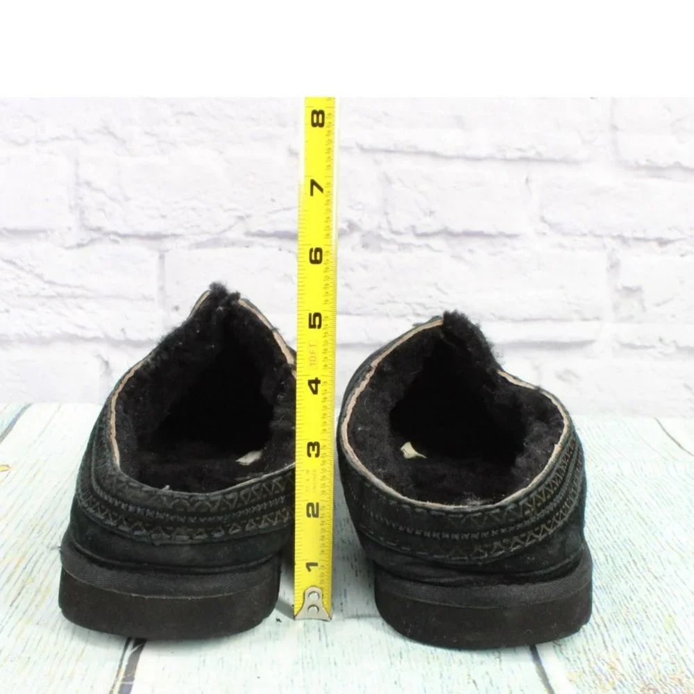 UGG Australia Tasman Black Suede Slip On Shearling Lined Slippers Size 12 - Picture 6 of 10